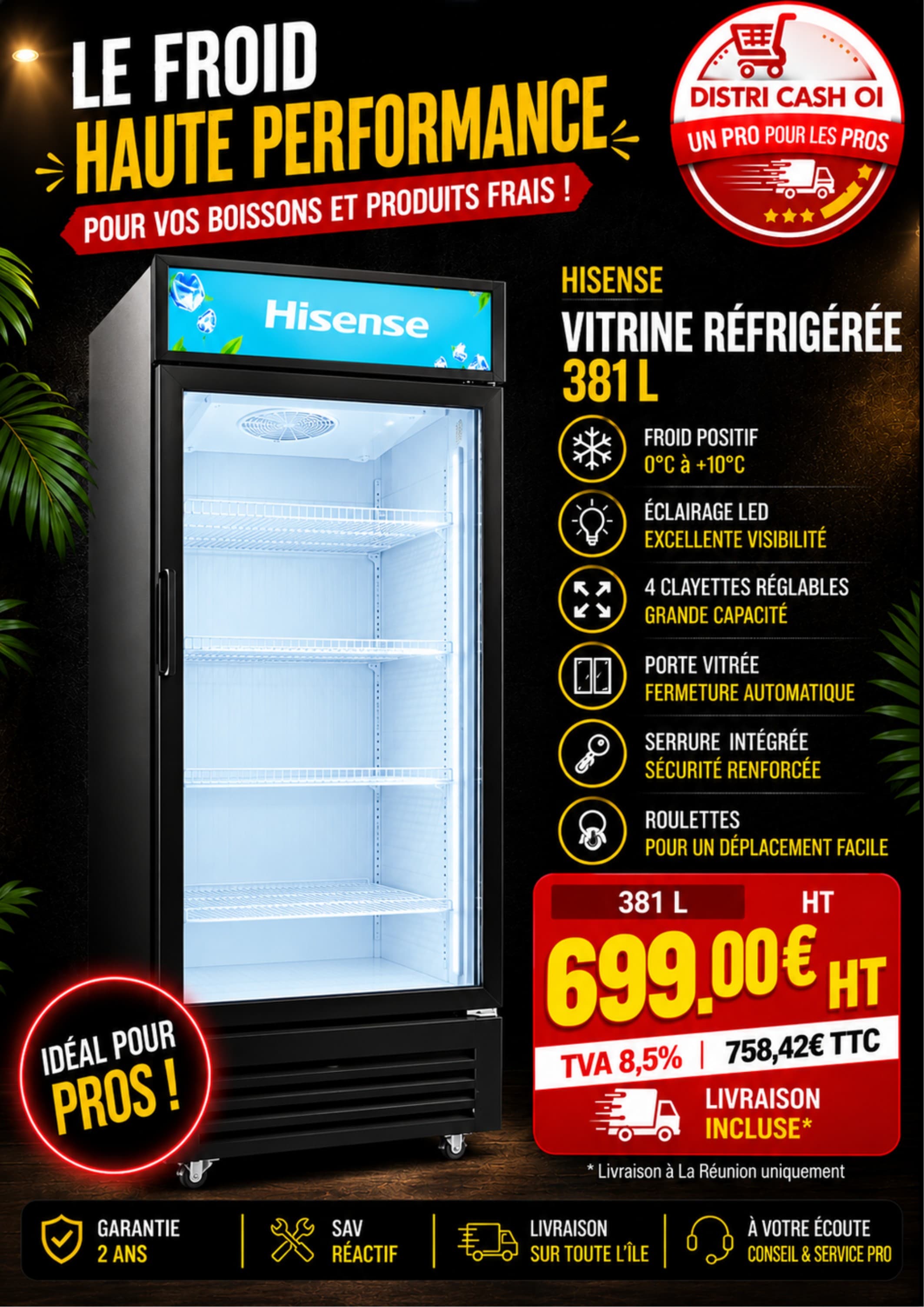 Hisense Vitrine Réfrigérée 381L