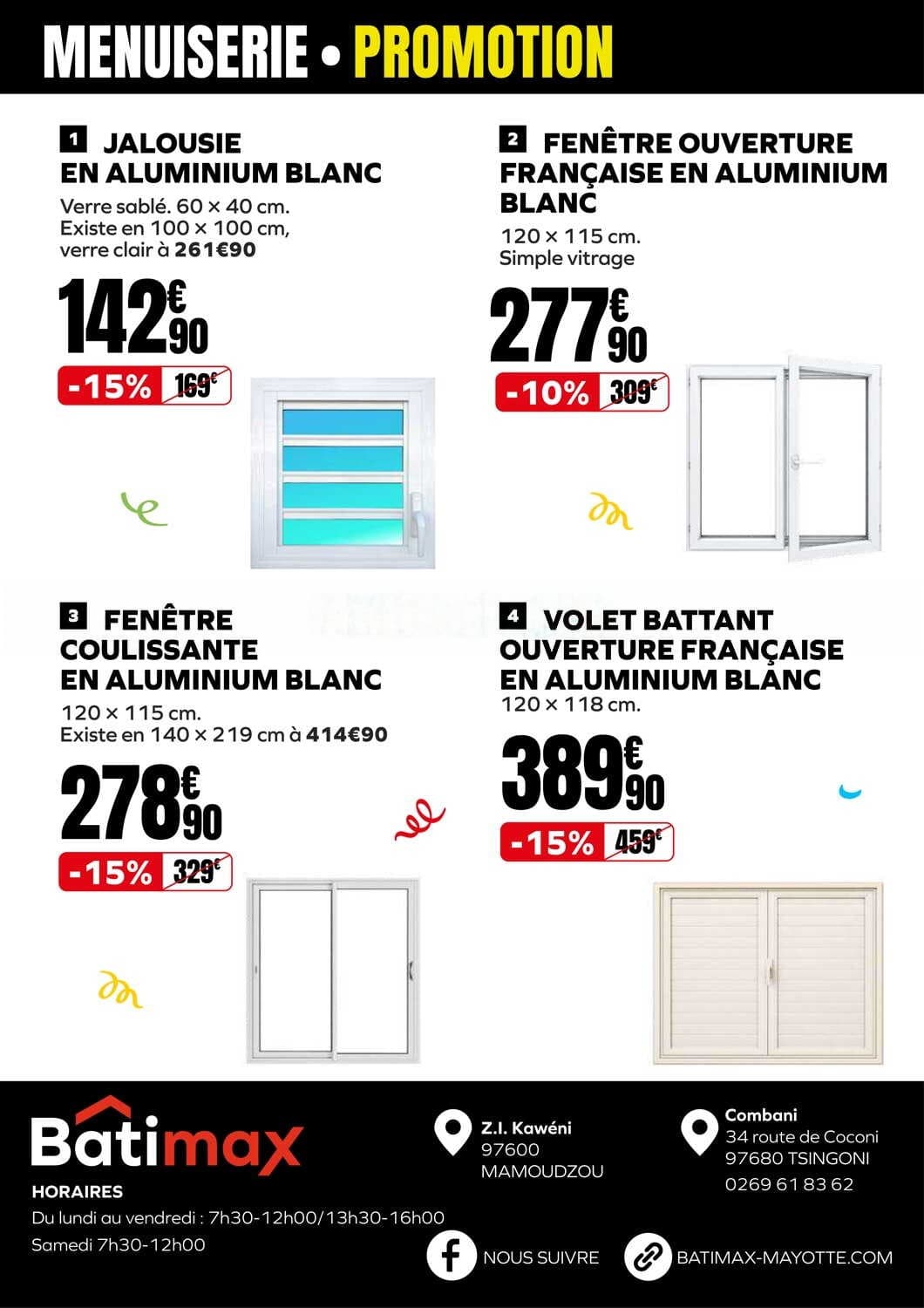 Volet battant ouverture française en aluminium blanc
