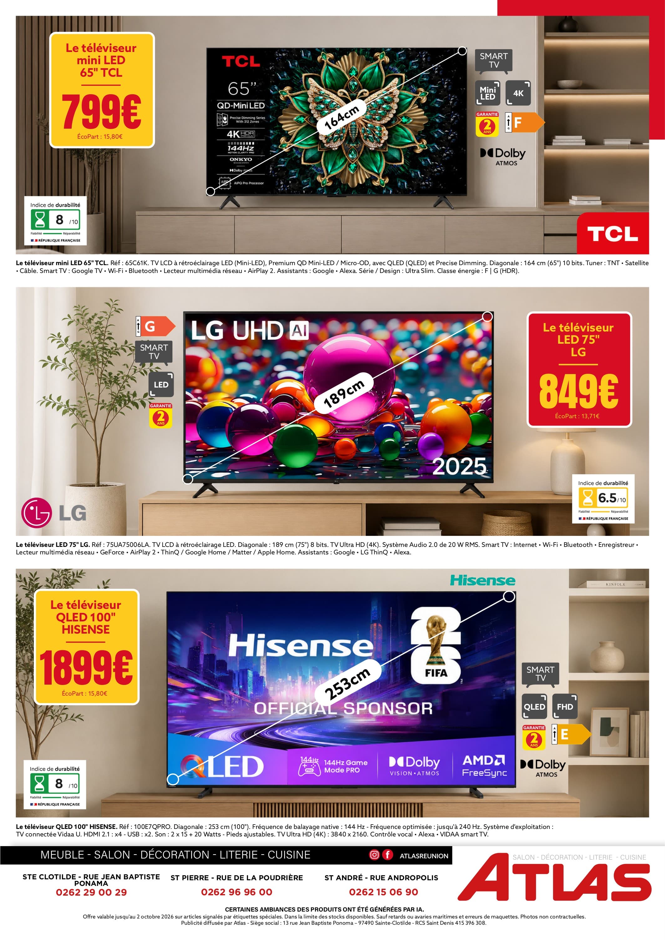 Le téléviseur qled 100" hisense