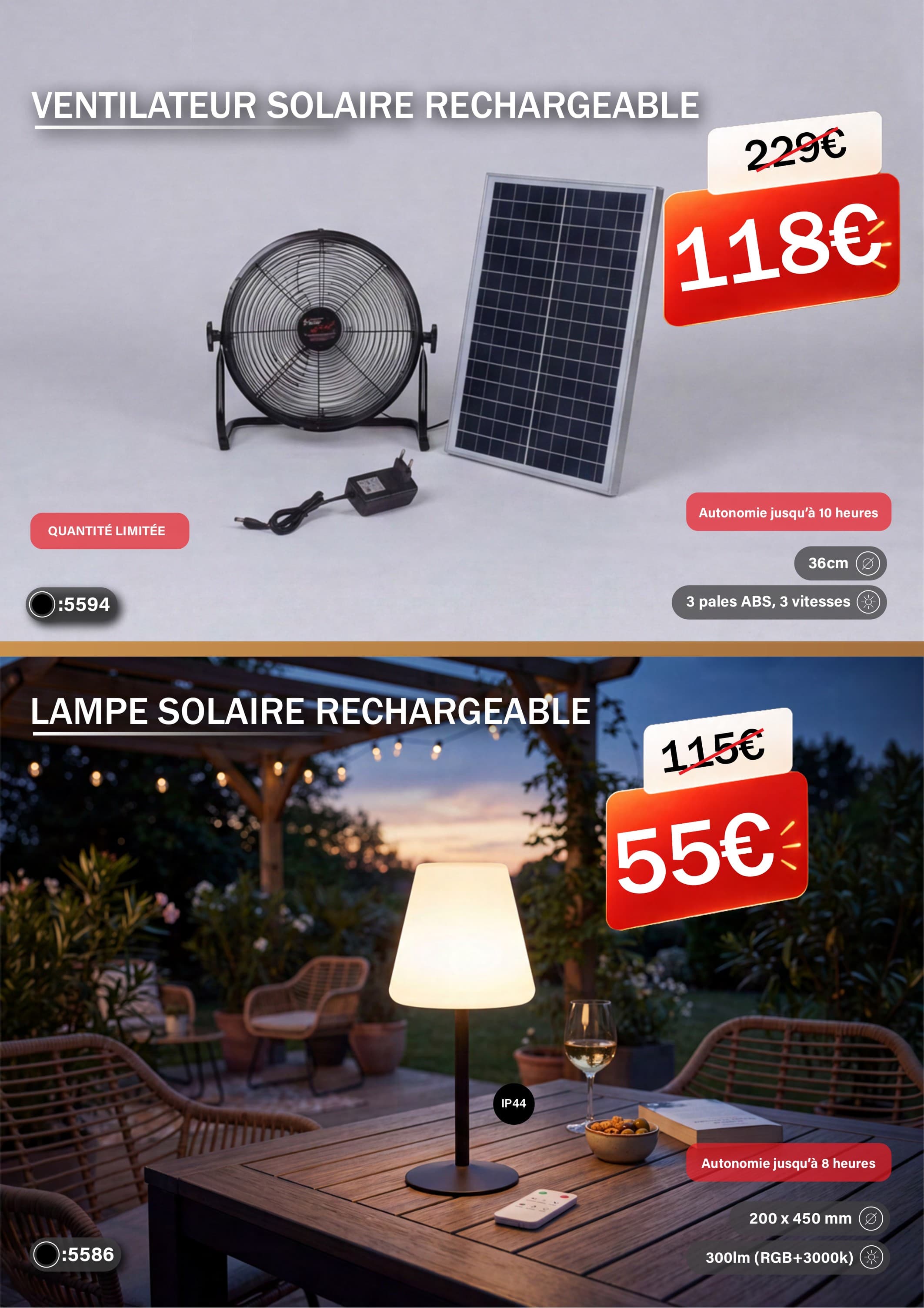 Lampe solaire rechargeable