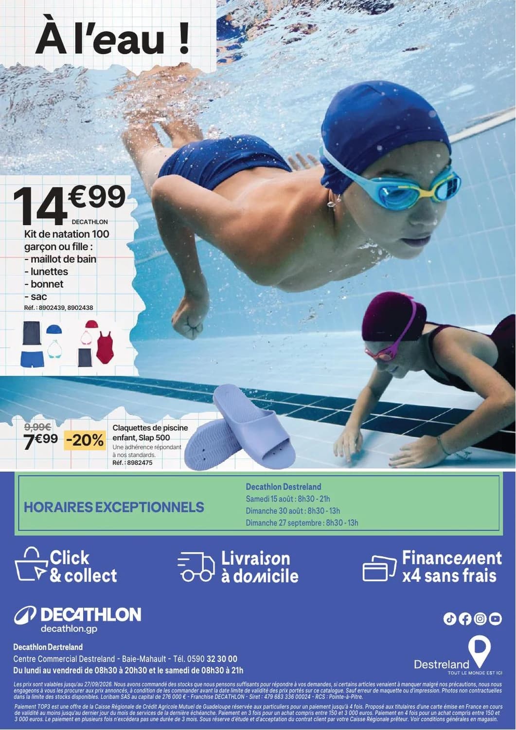 Claquettes de piscine enfant, slap 500
