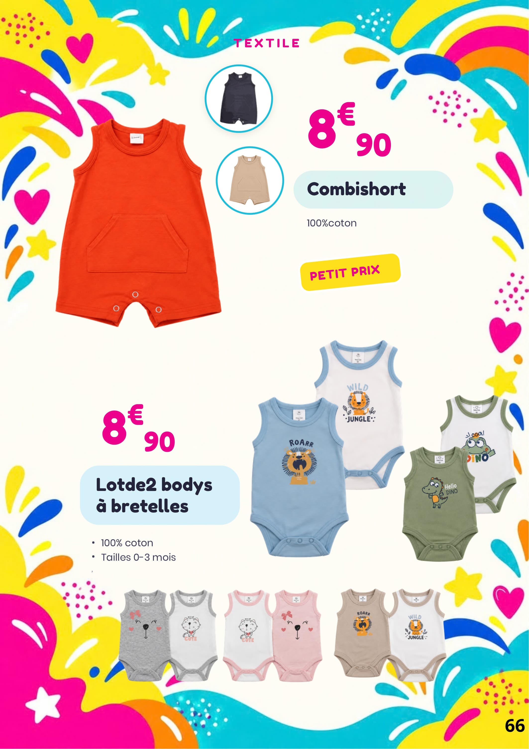 Lot de 2 bodys à bretelles