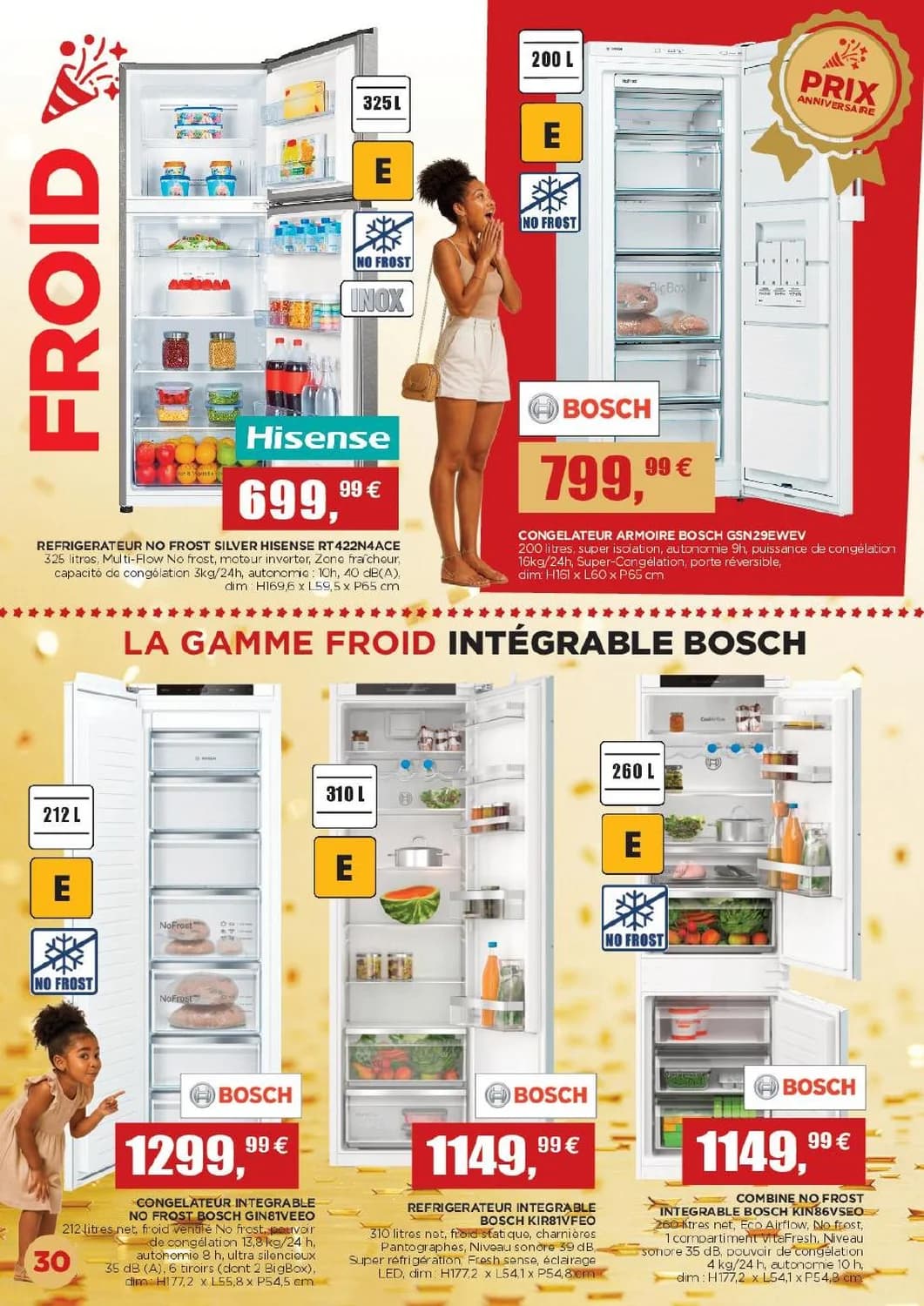 Combiné no frost intégrable bosch kin86vse0