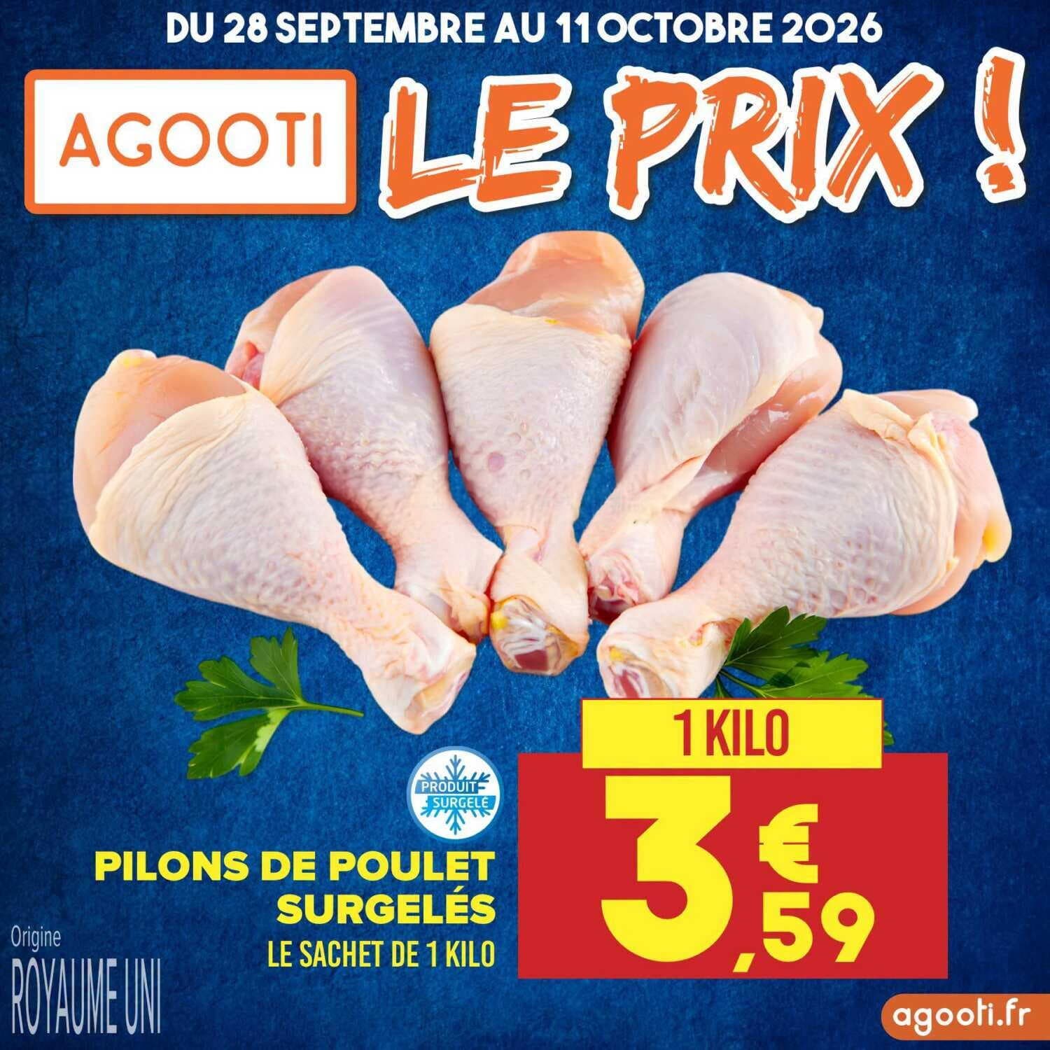 Pilons de poulet surgelés