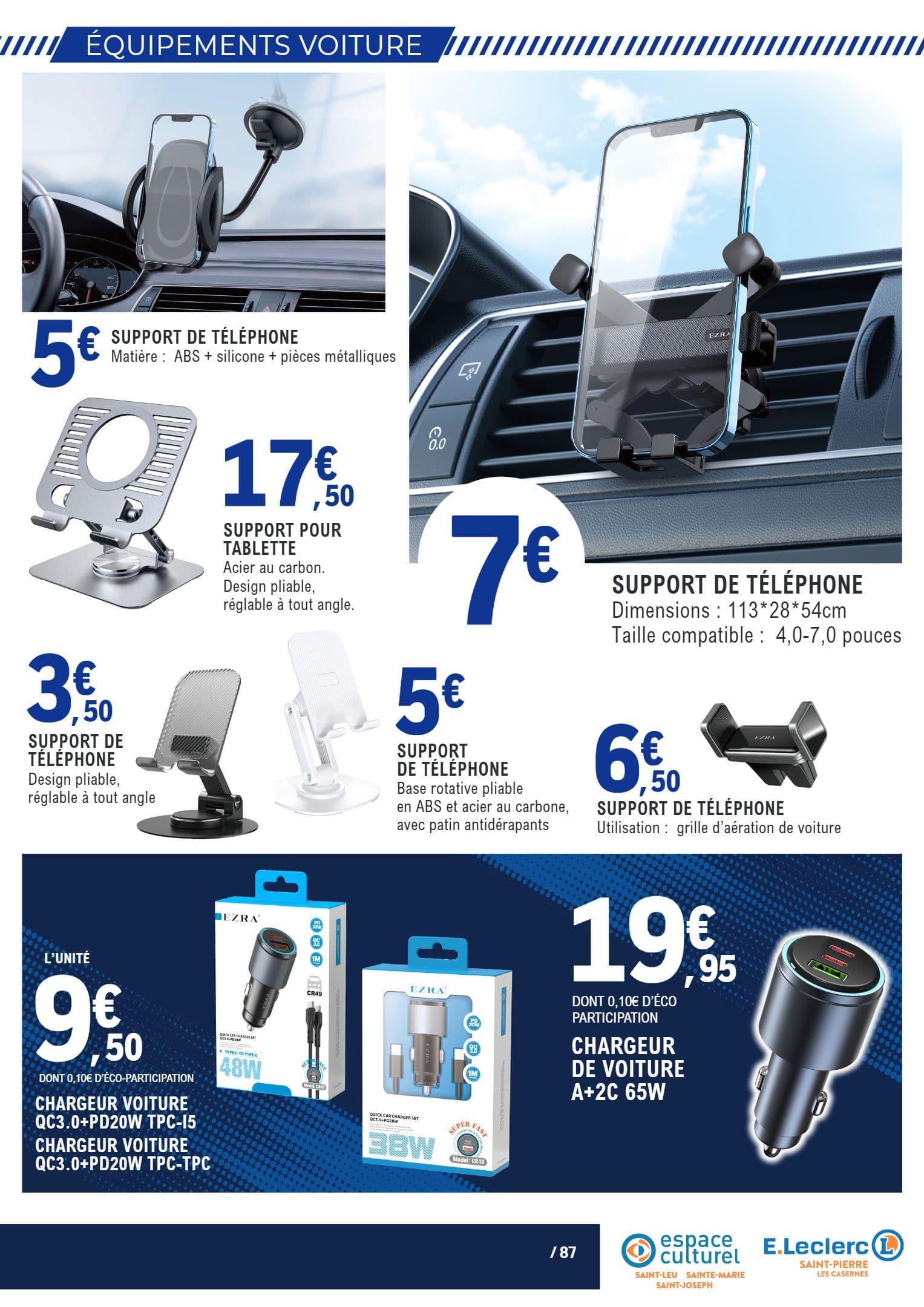 Chargeur de voiture a+2c 65w