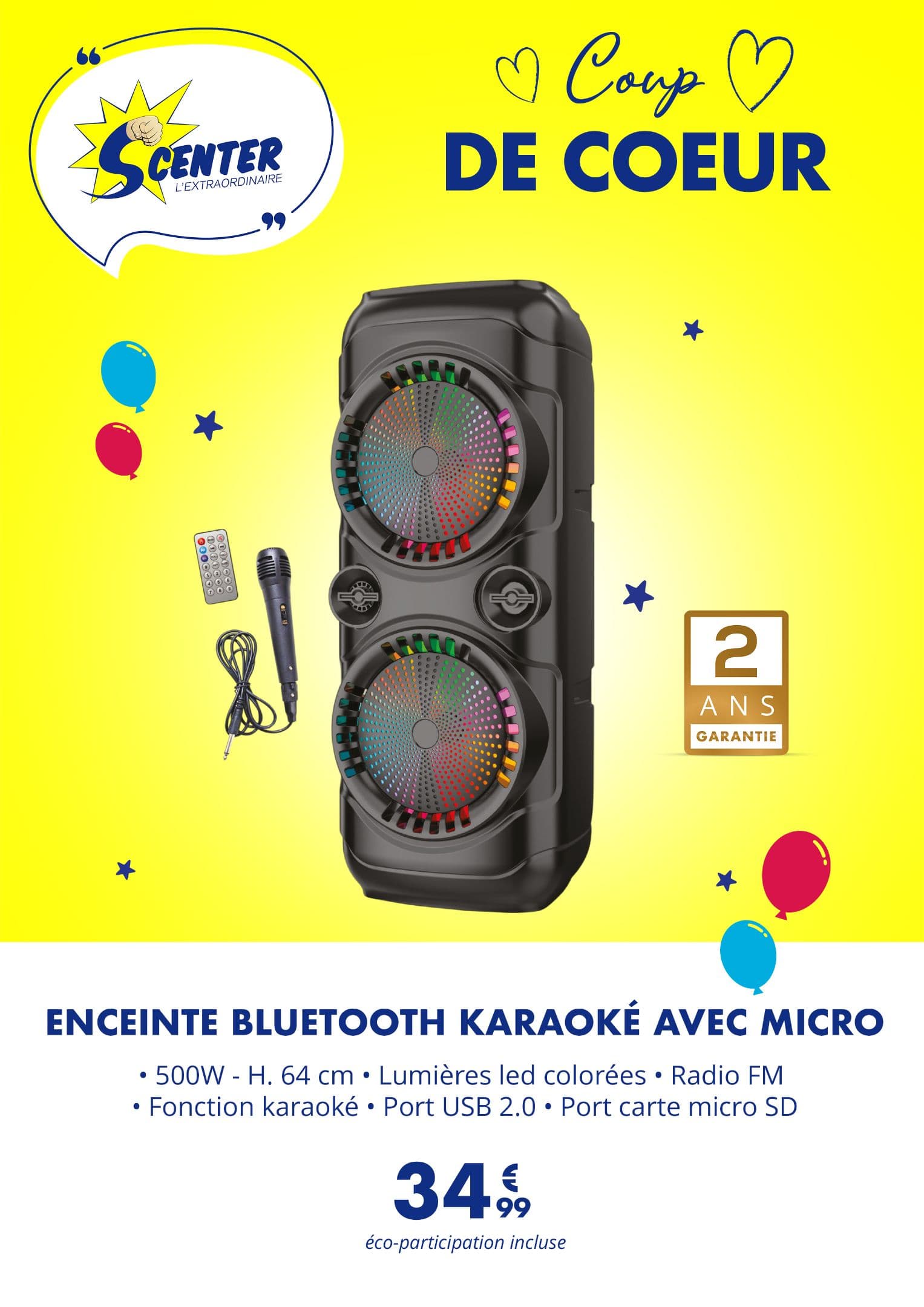 Enceinte bluetooth karaoké avec micro