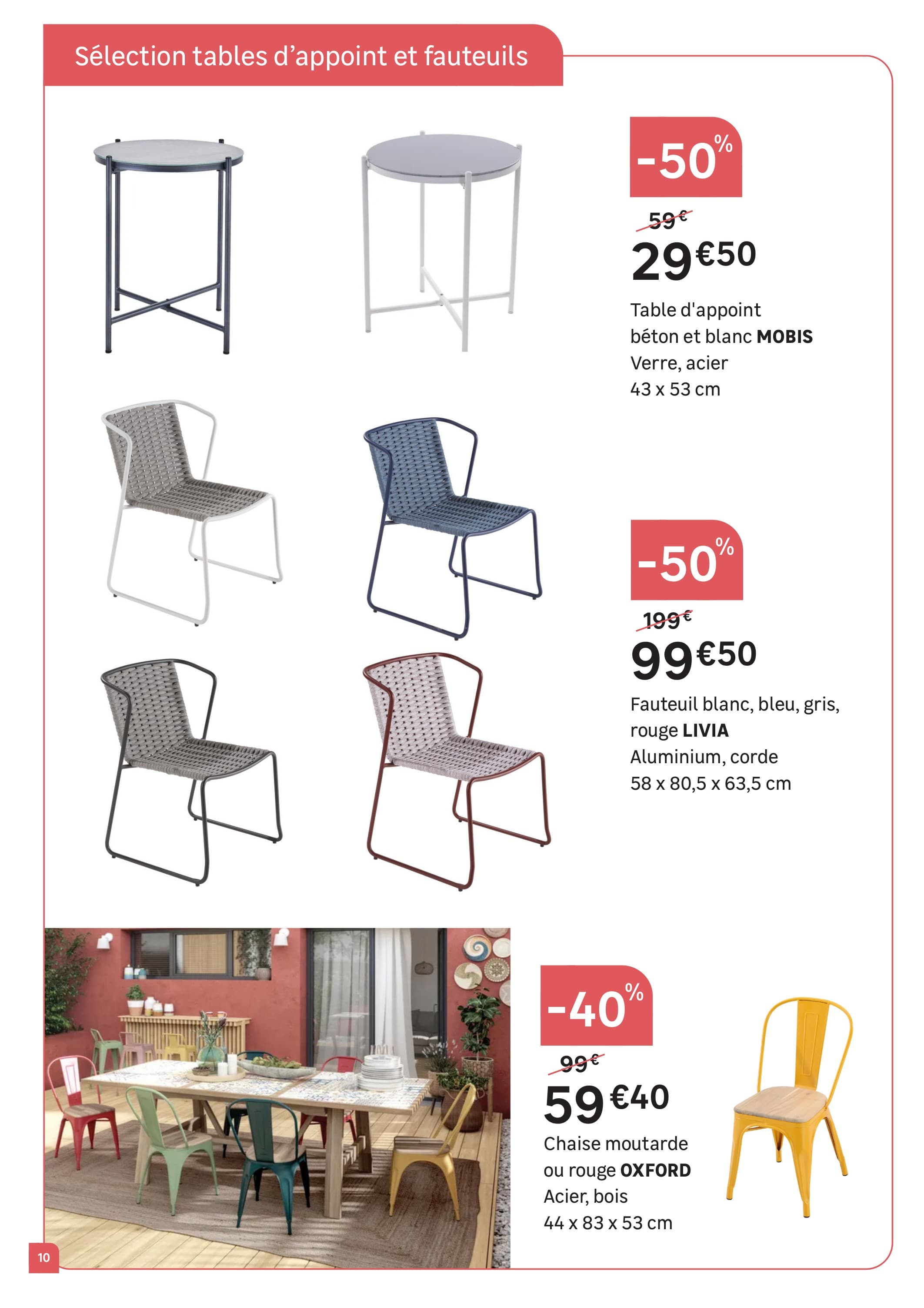 Chaise moutarde ou rouge oxford