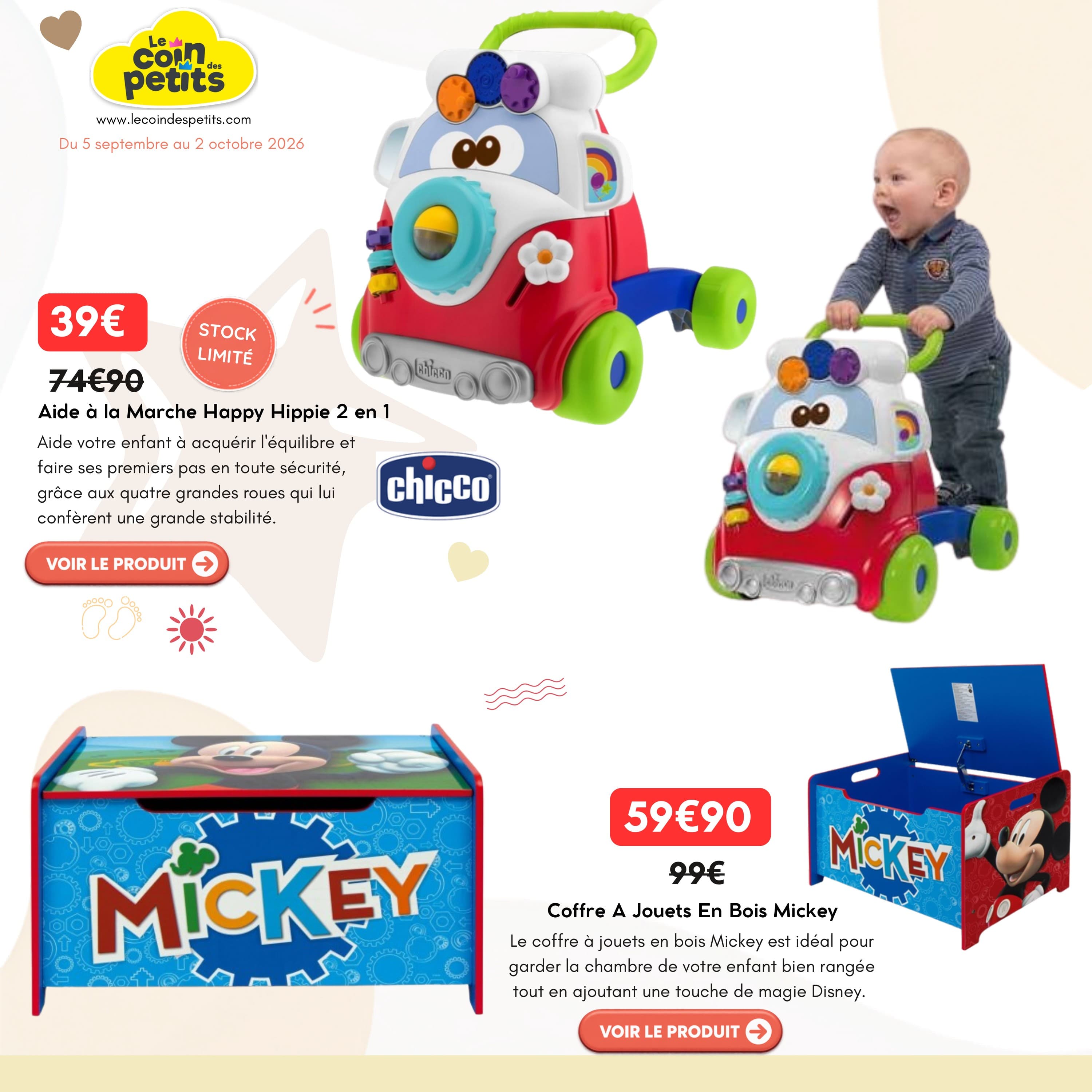 Coffre a jouets en bois mickey