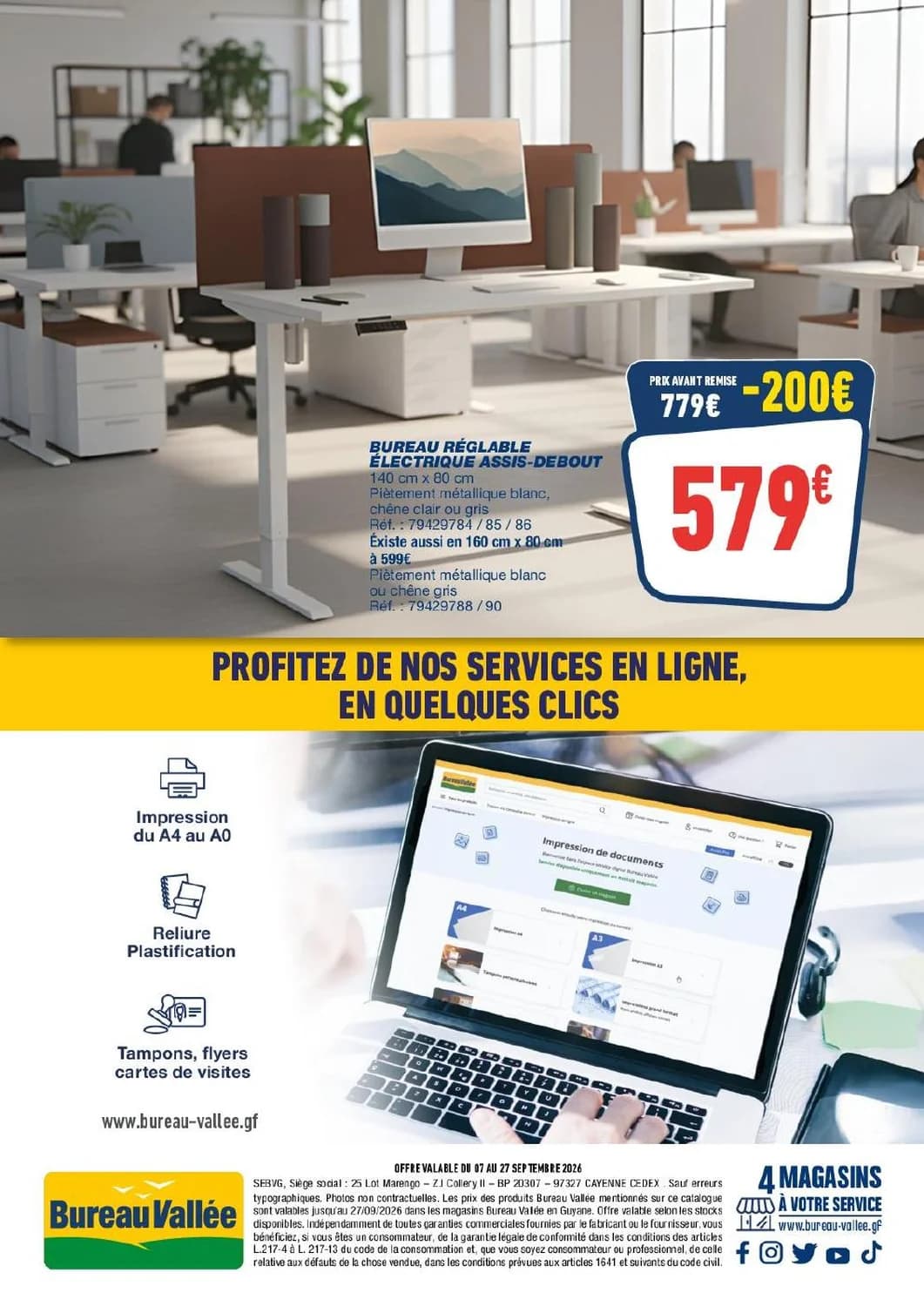 Bureau réglable électrique assis-debout
