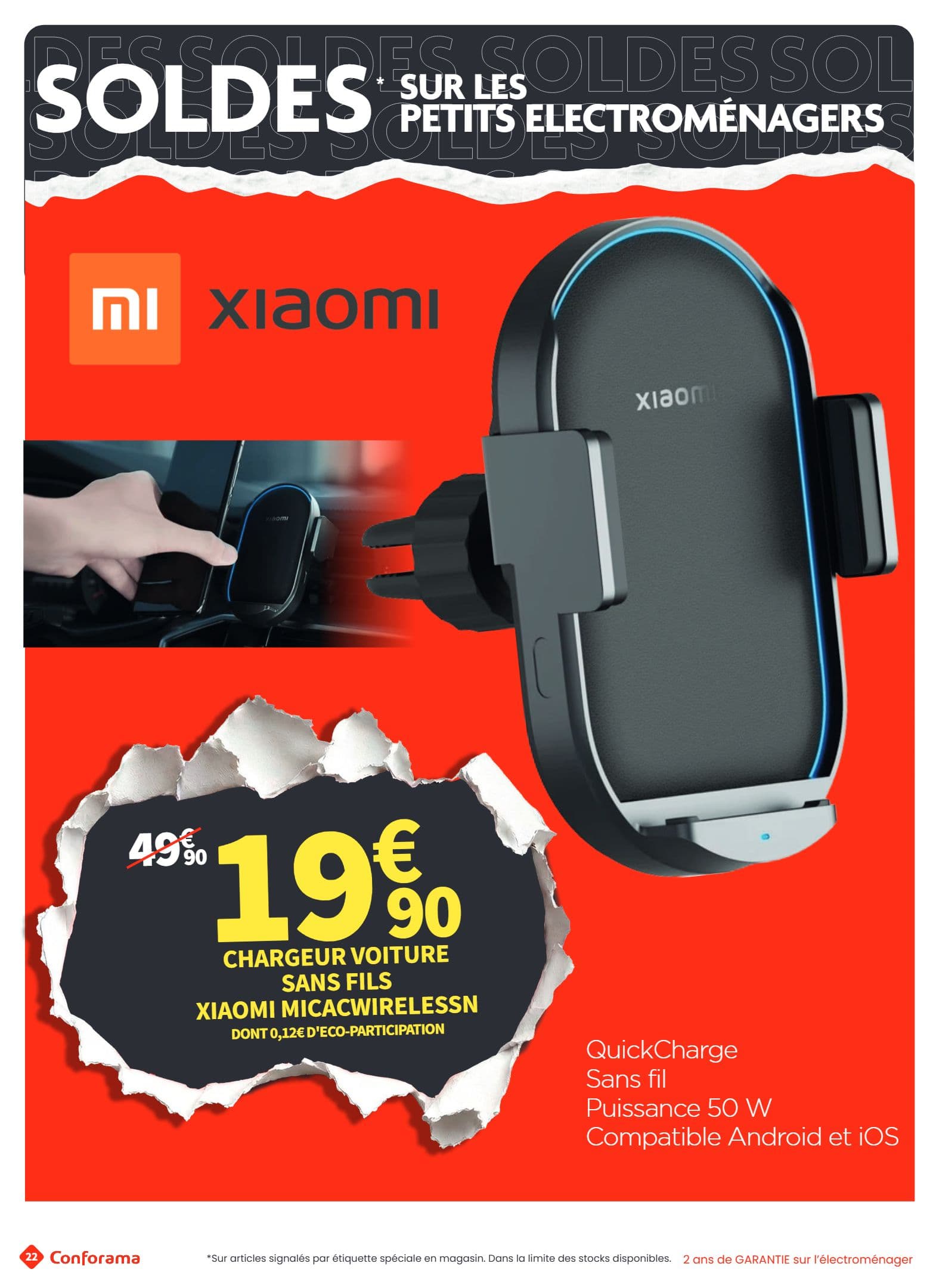 Chargeur voiture sans fils xiaomi micarwirelessn