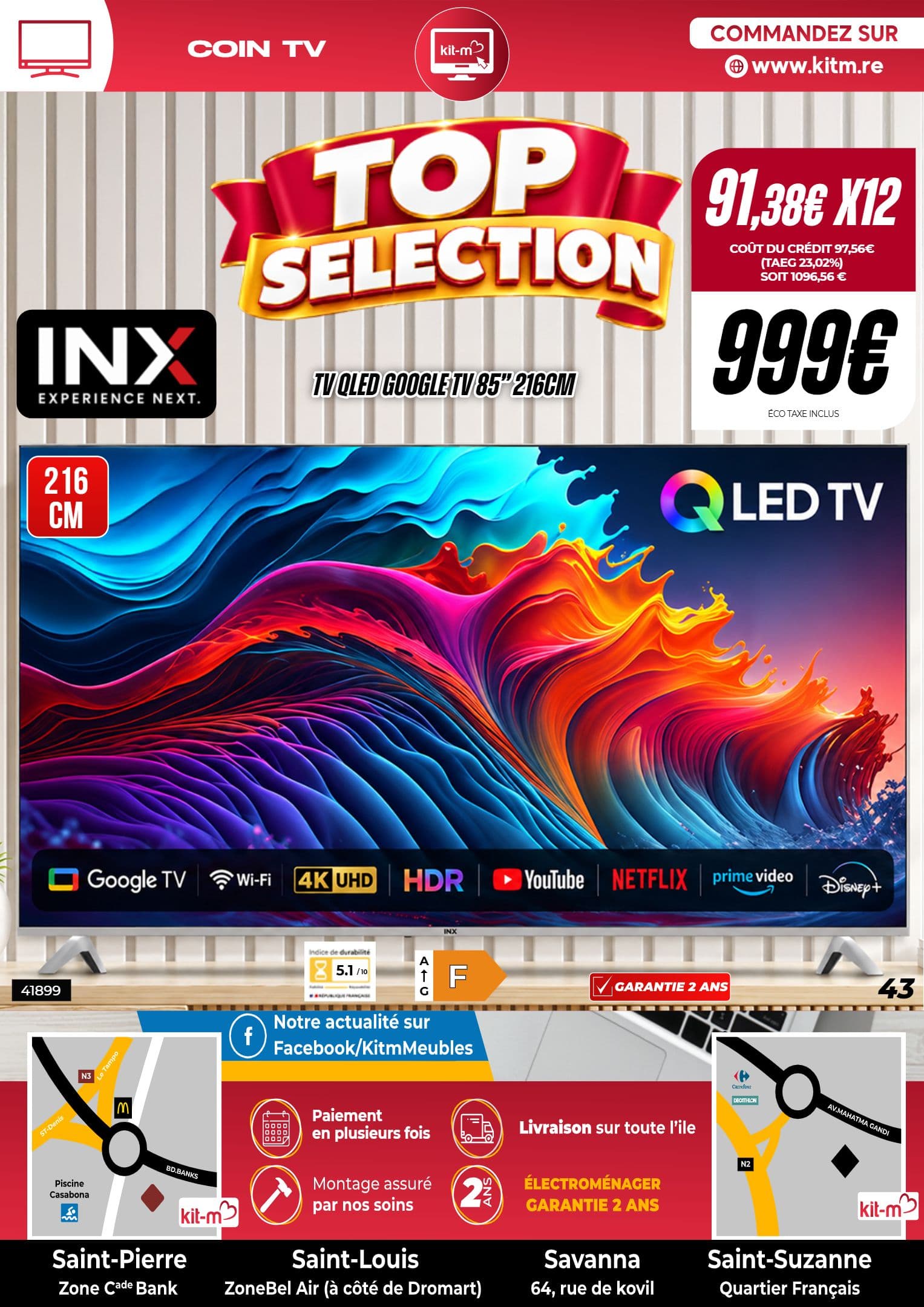 Tv qled google tv 85" 216cm