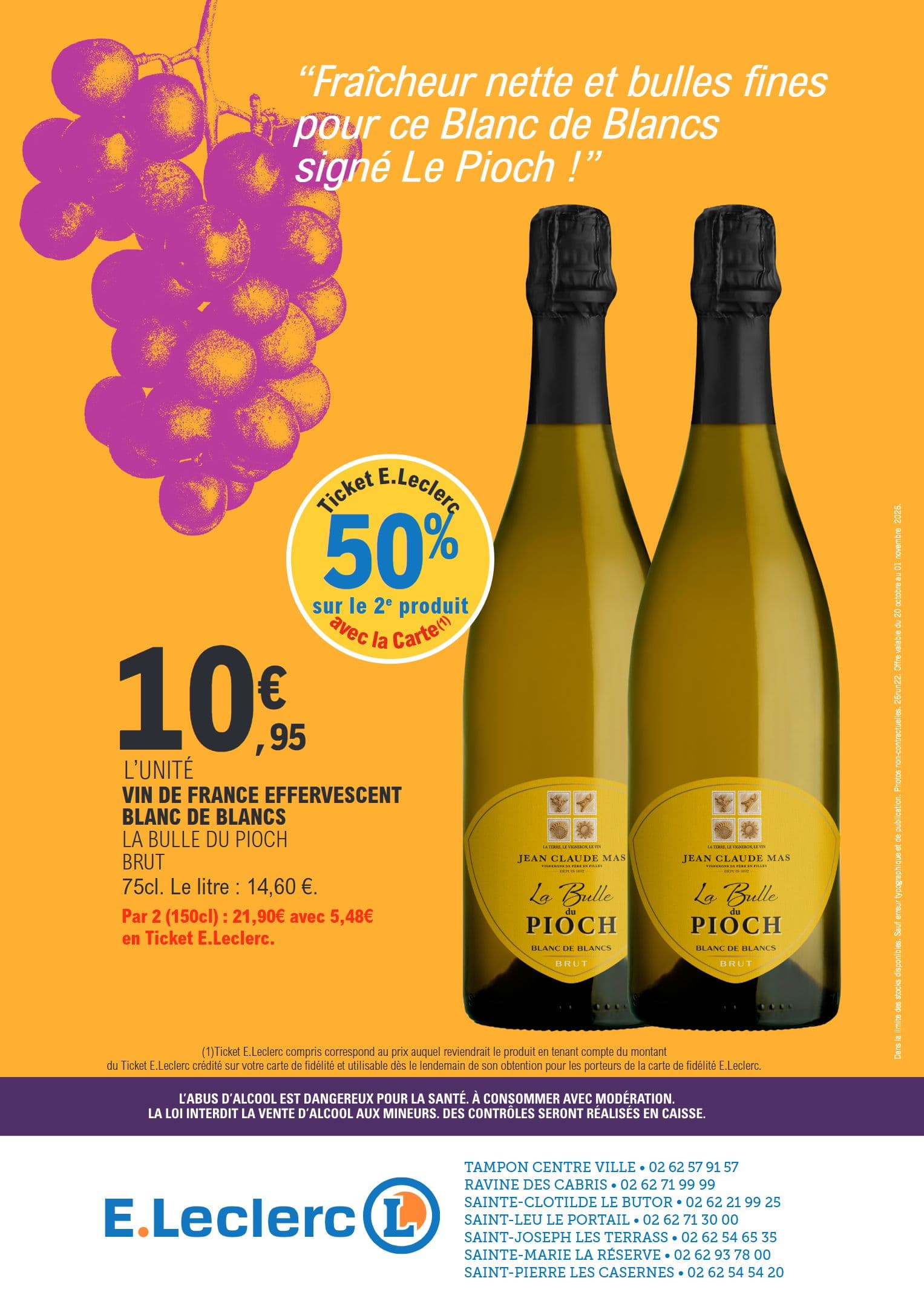 Vin de France Effervescent Blanc de Blancs La Bulle de Pioch Brut