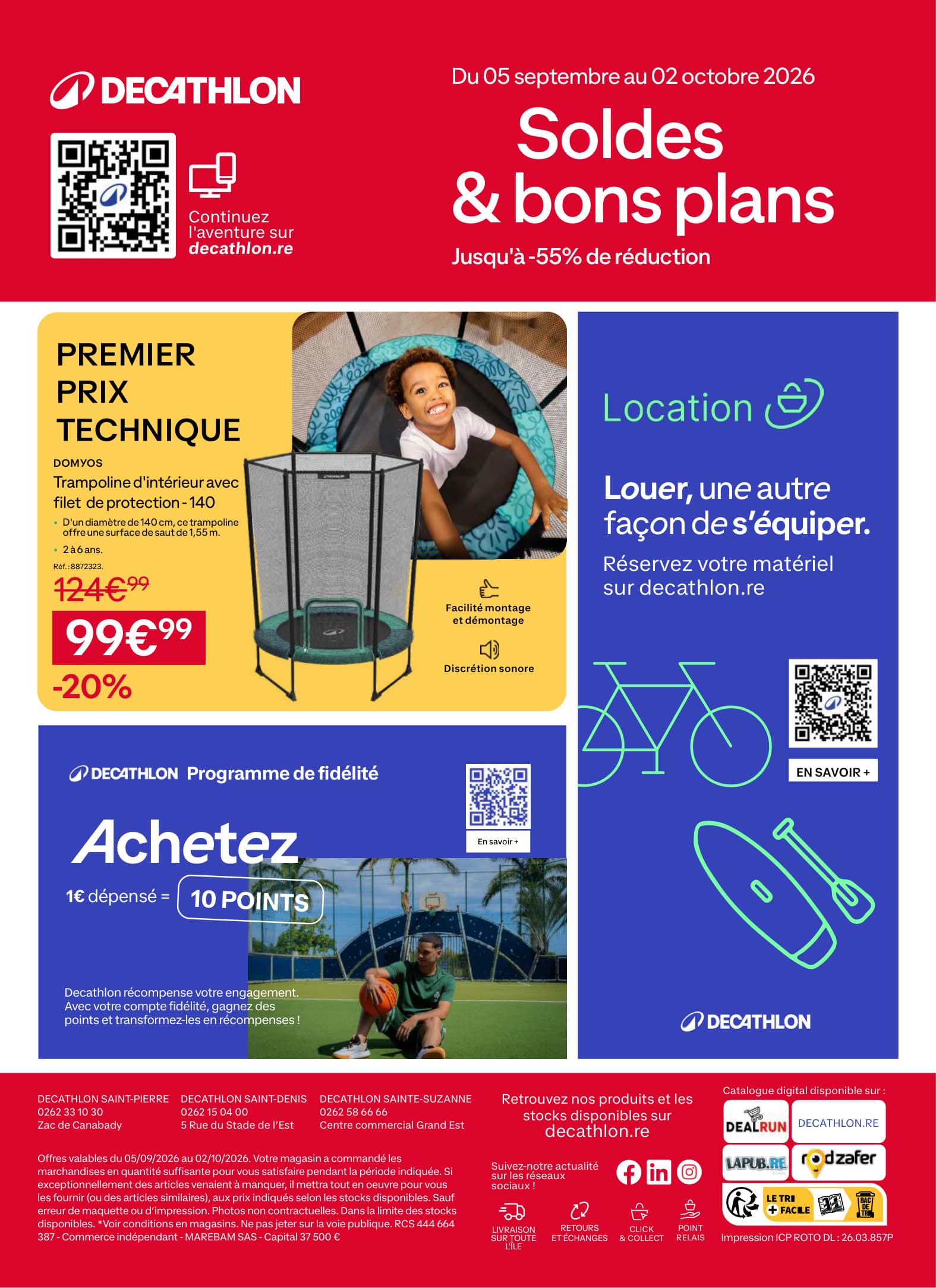 Trampoline d'intérieur avec filet de protection - 140