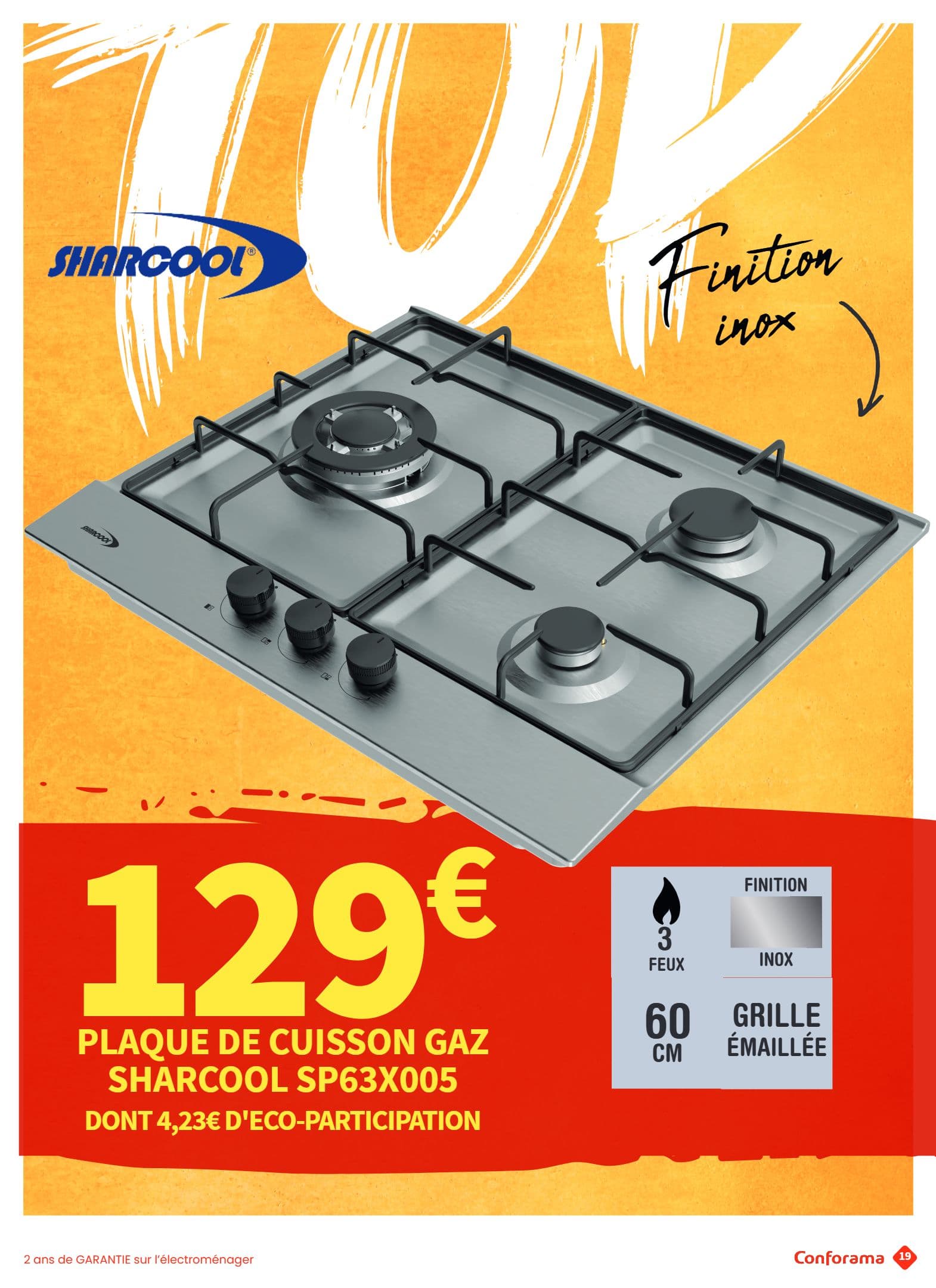 Plaque de cuisson gaz Sharcool SP63X005