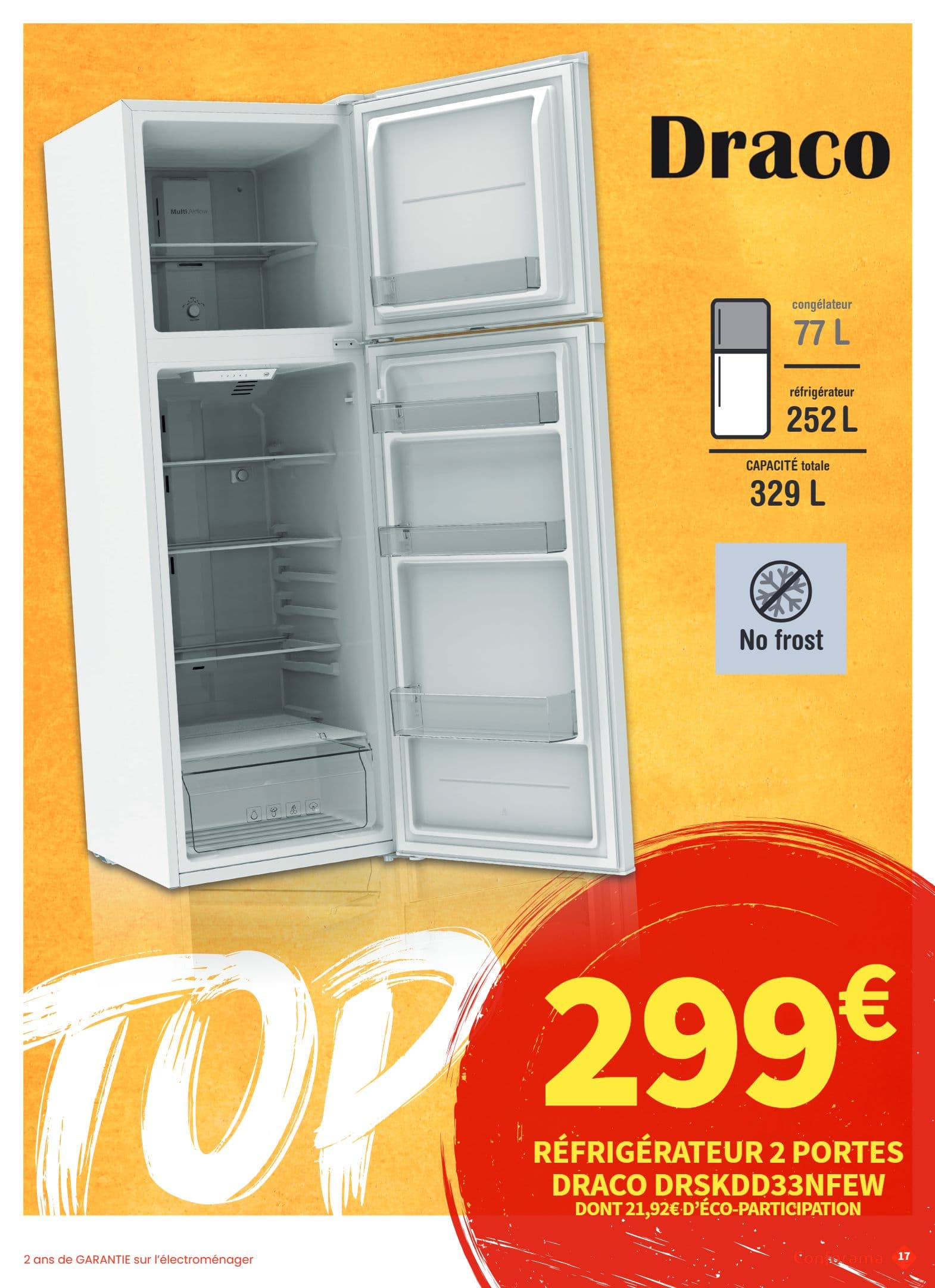 Réfrigérateur 2 portes Draco DRSKDD33NFEW
