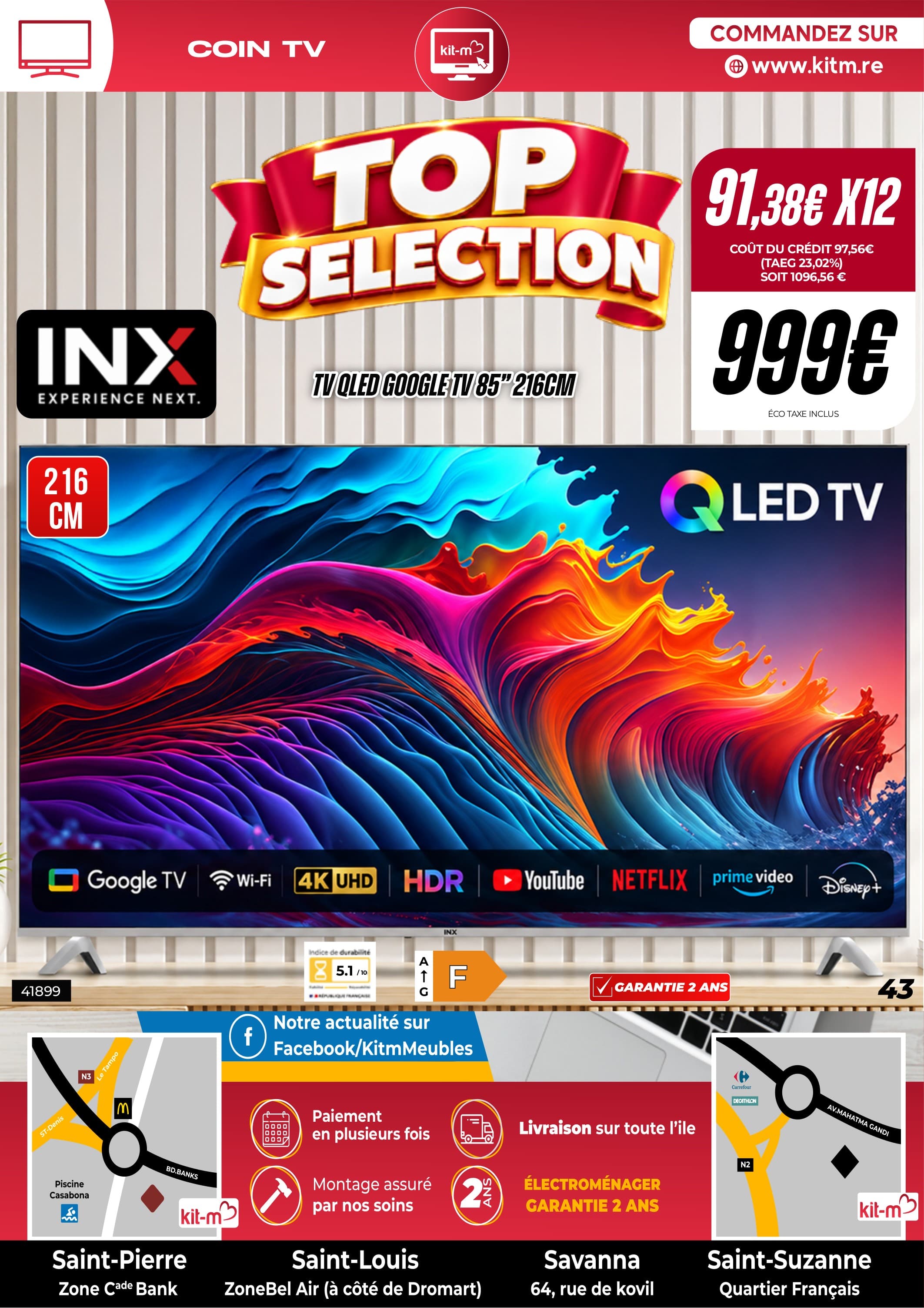 Tv qled google tv 85" 216cm