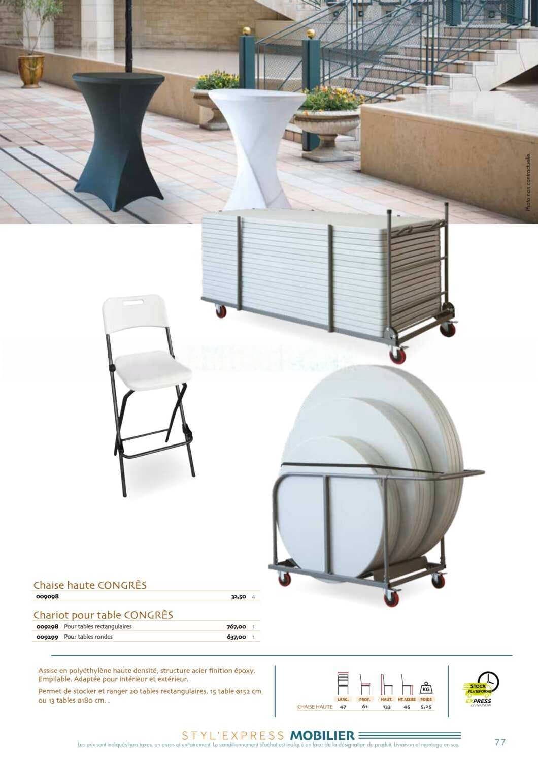 Chariot pour table congrès pour tables rondes