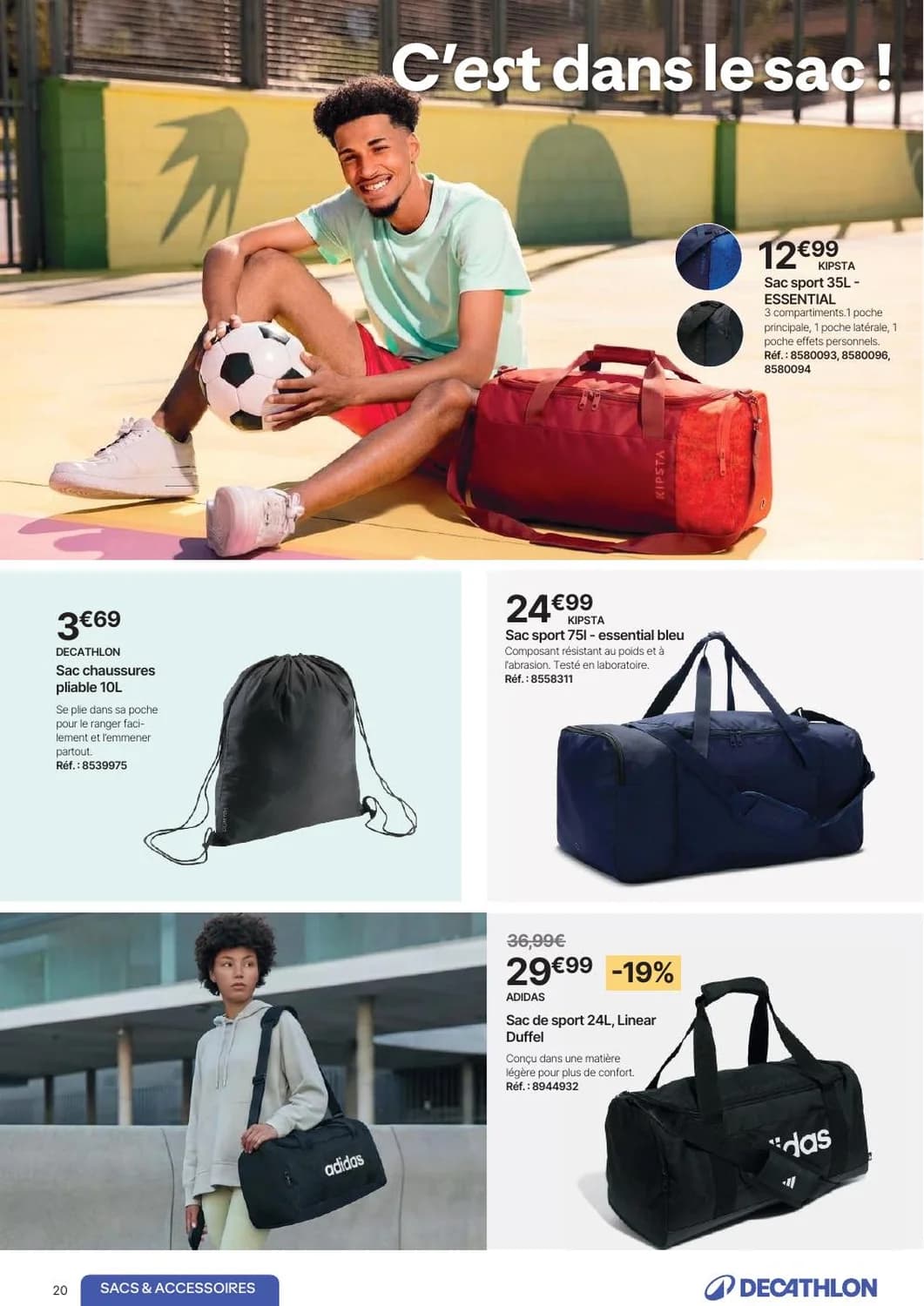 Sac de sport 24l, linear duffel