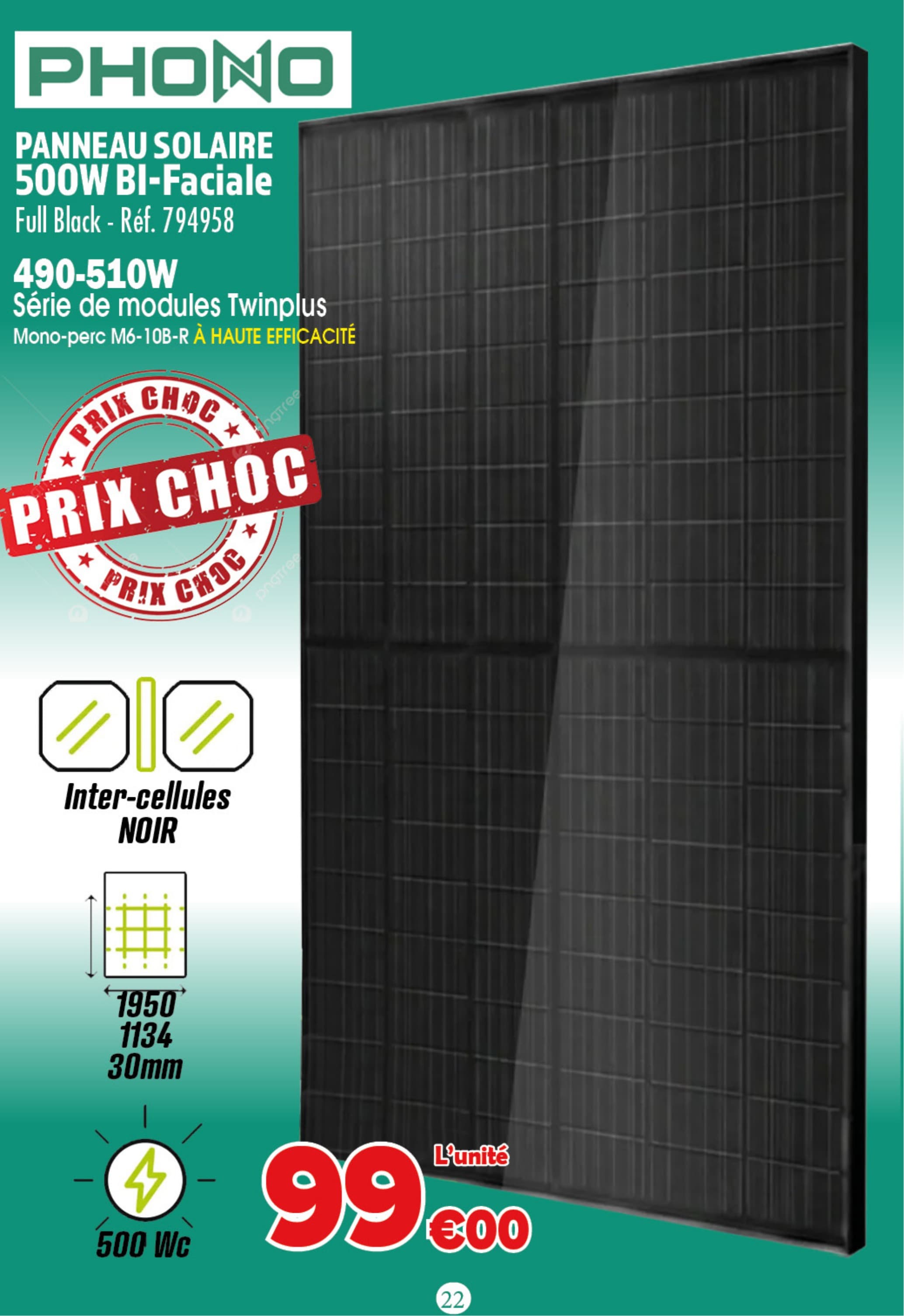 Panneau solaire 500w bi-faciale