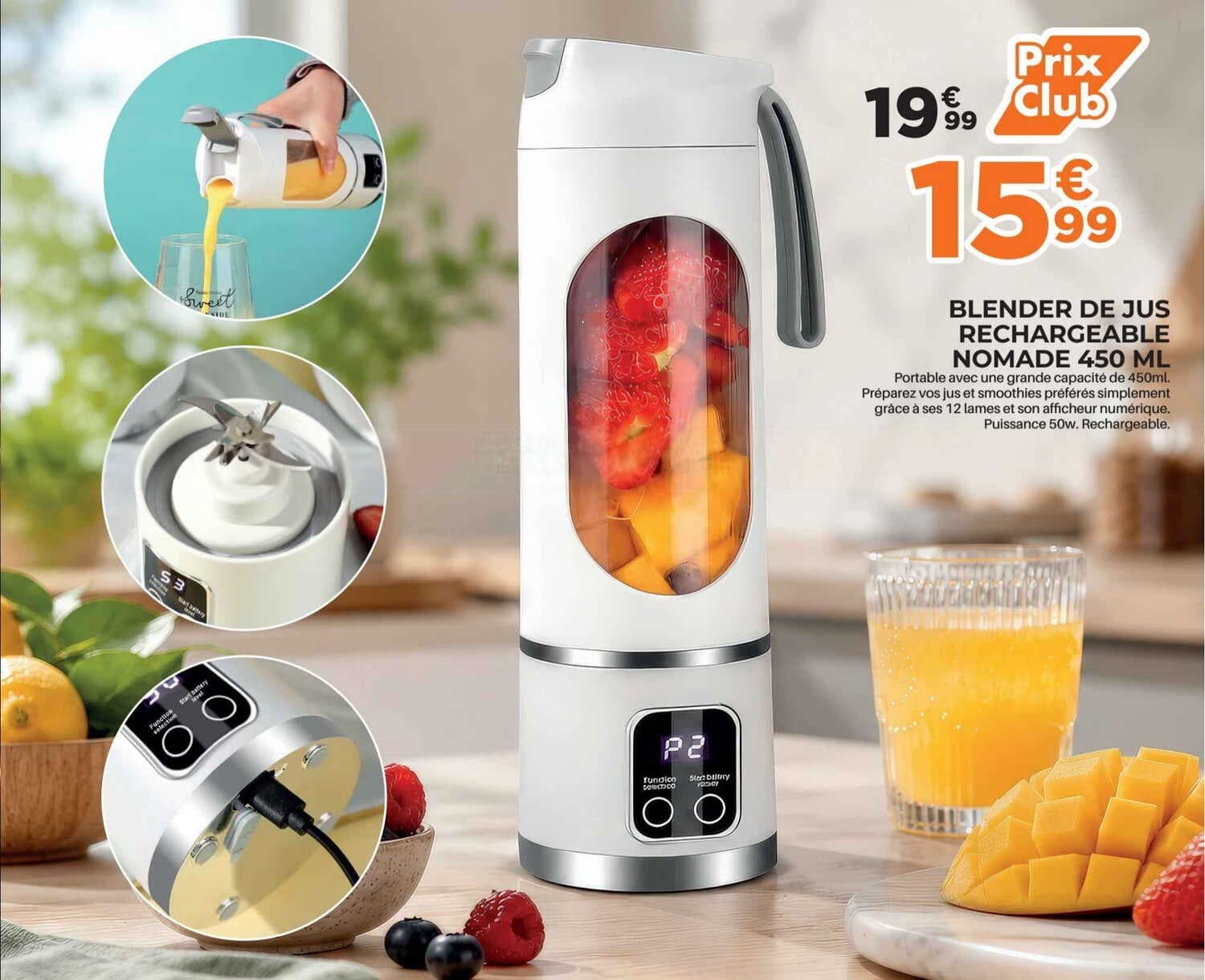 Blender de jus rechargeable nomade 450 ml