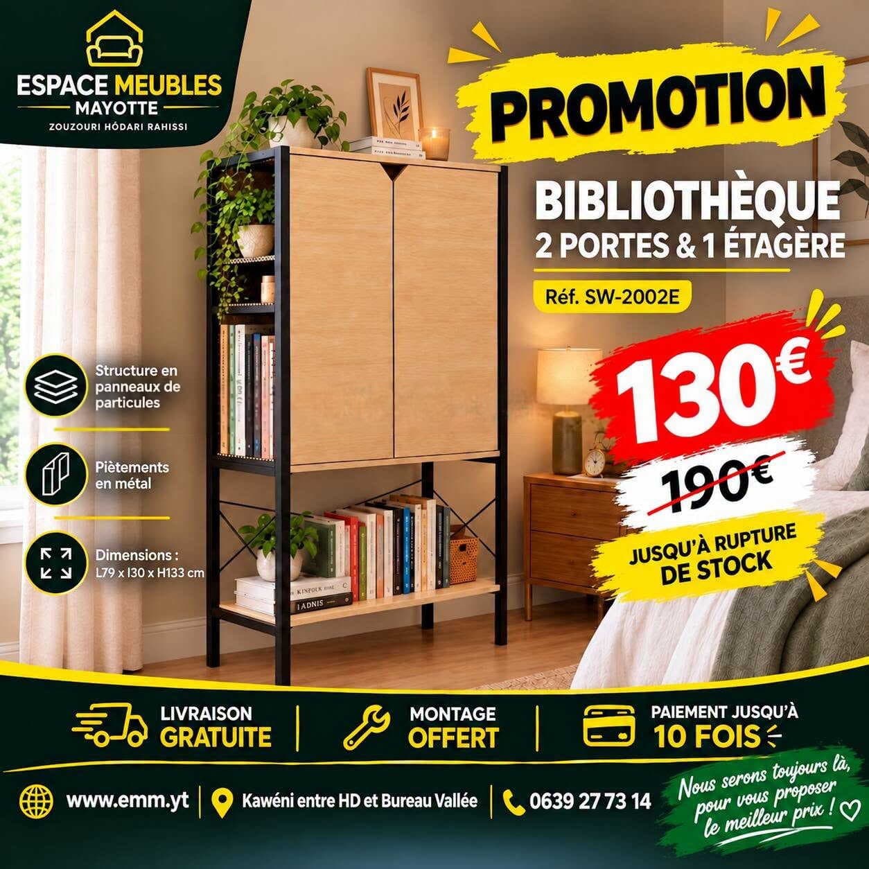 Bibliothèque 2 portes & 1 étagère