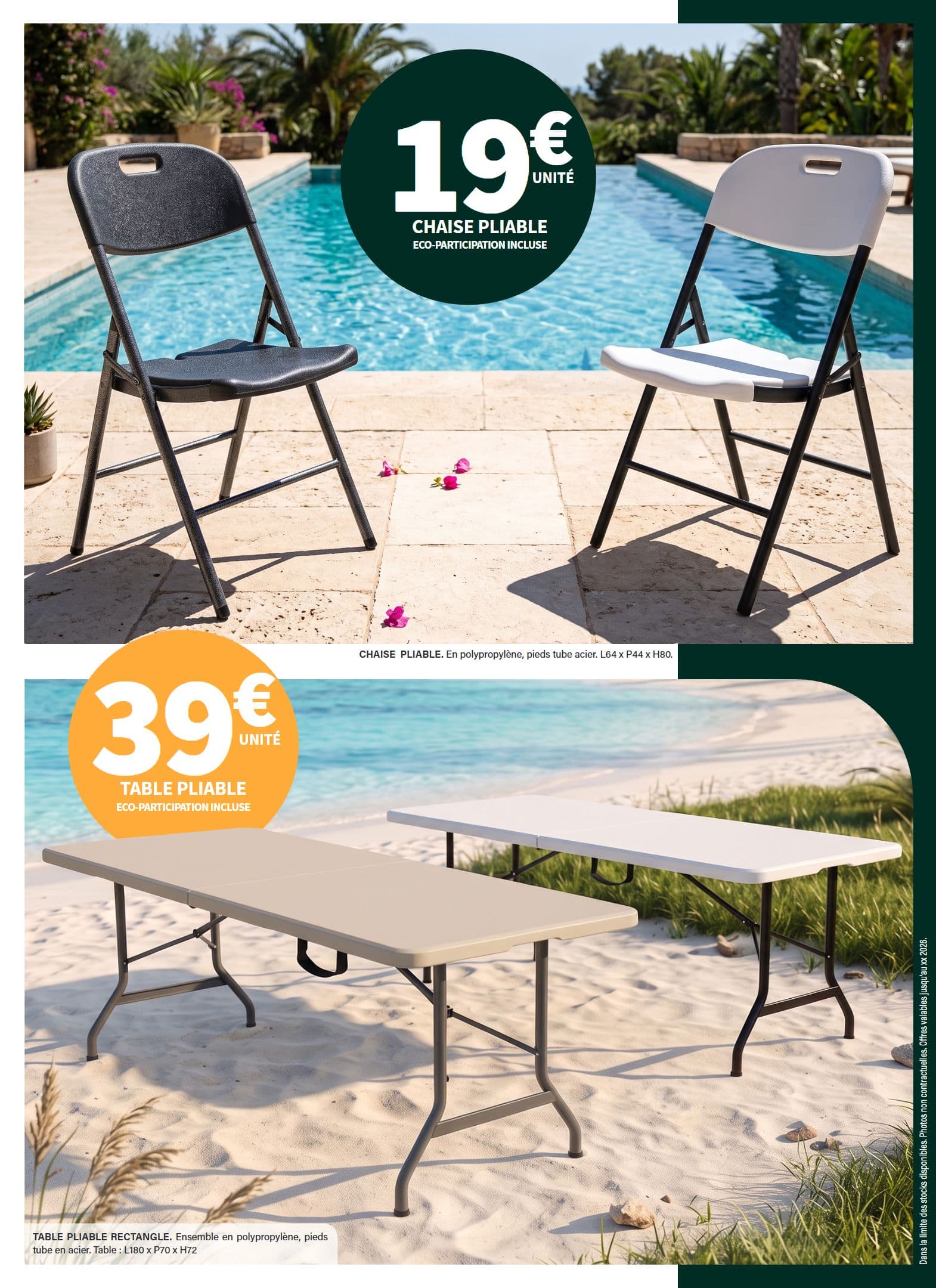 Table pliable rectangulaire