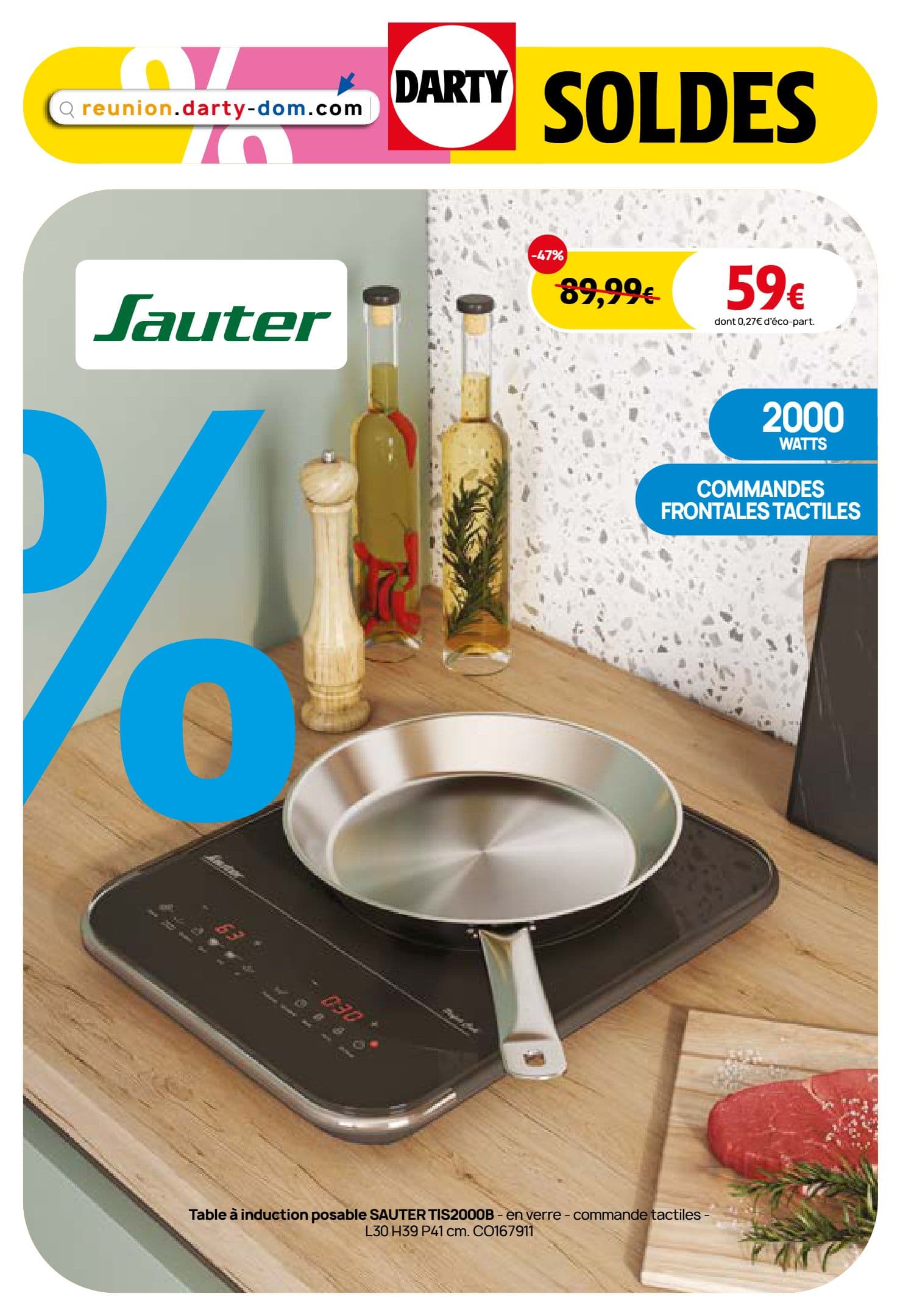 Table à induction posable sauter tis2000b