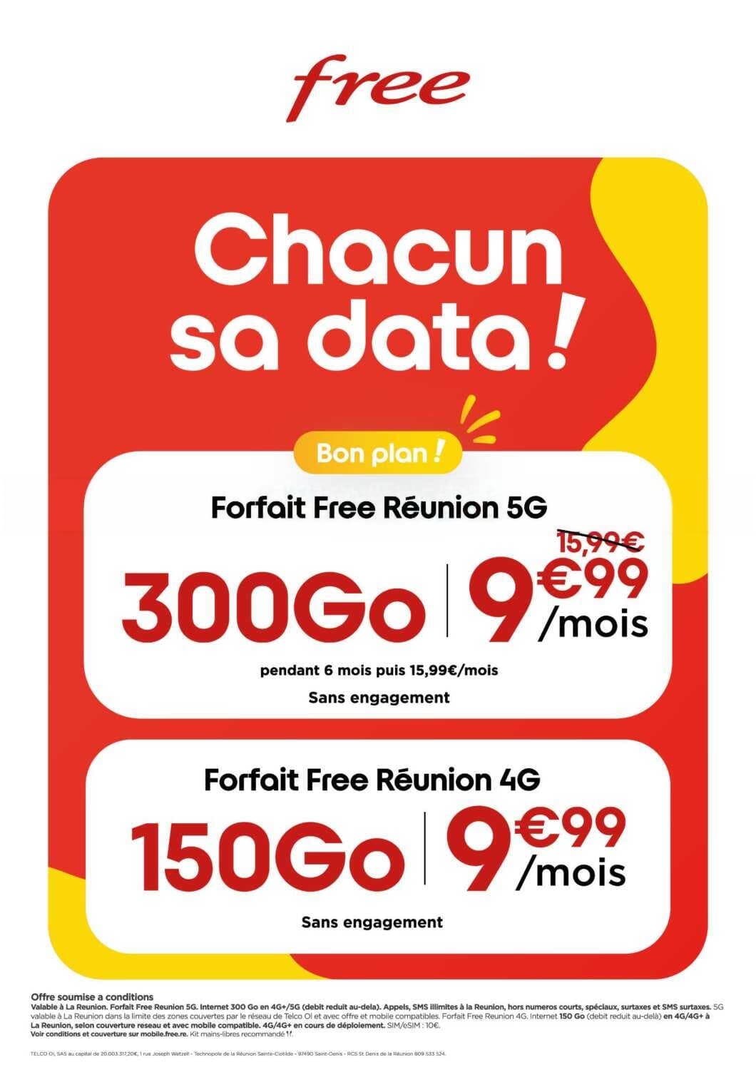 Forfait free réunion 4g