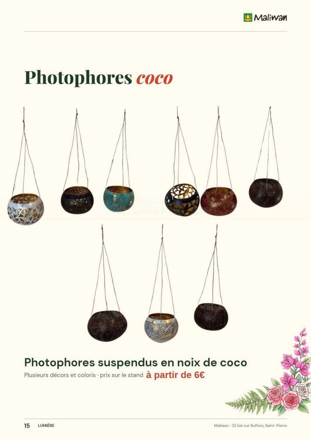 Photophores suspendus en noix de coco