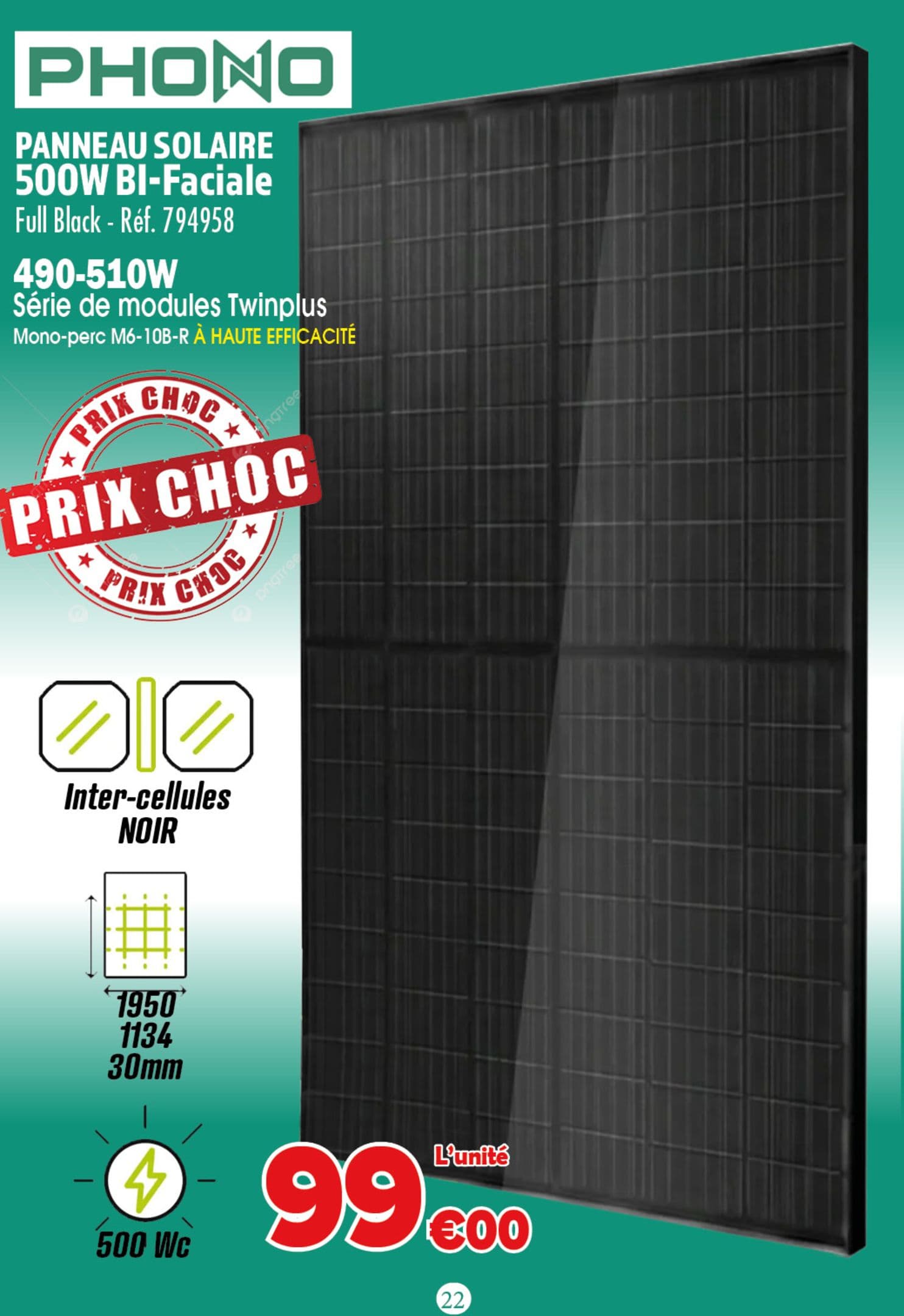 Panneau solaire 500w bi-faciale