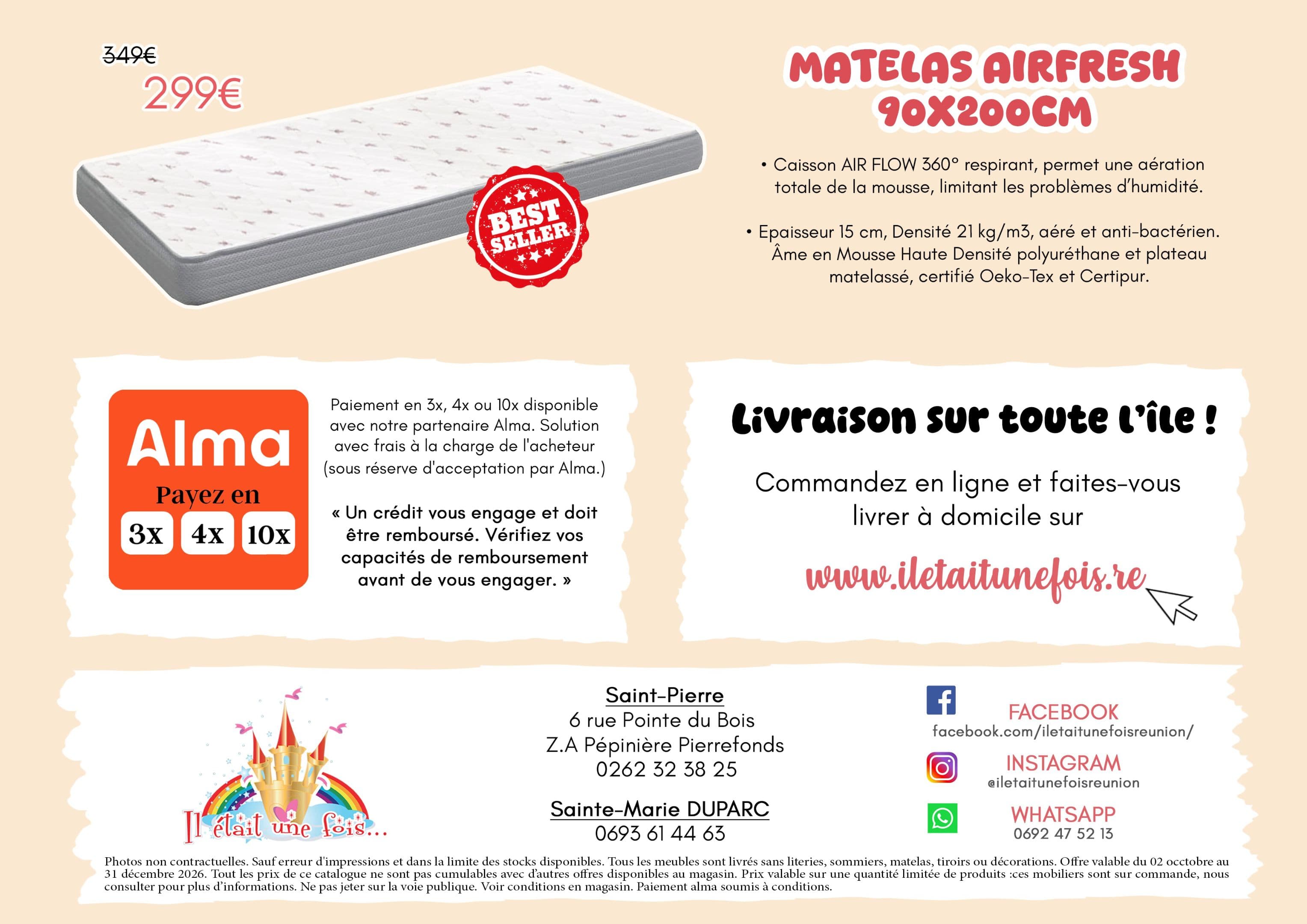 Matelas Airfresh 90x200cm