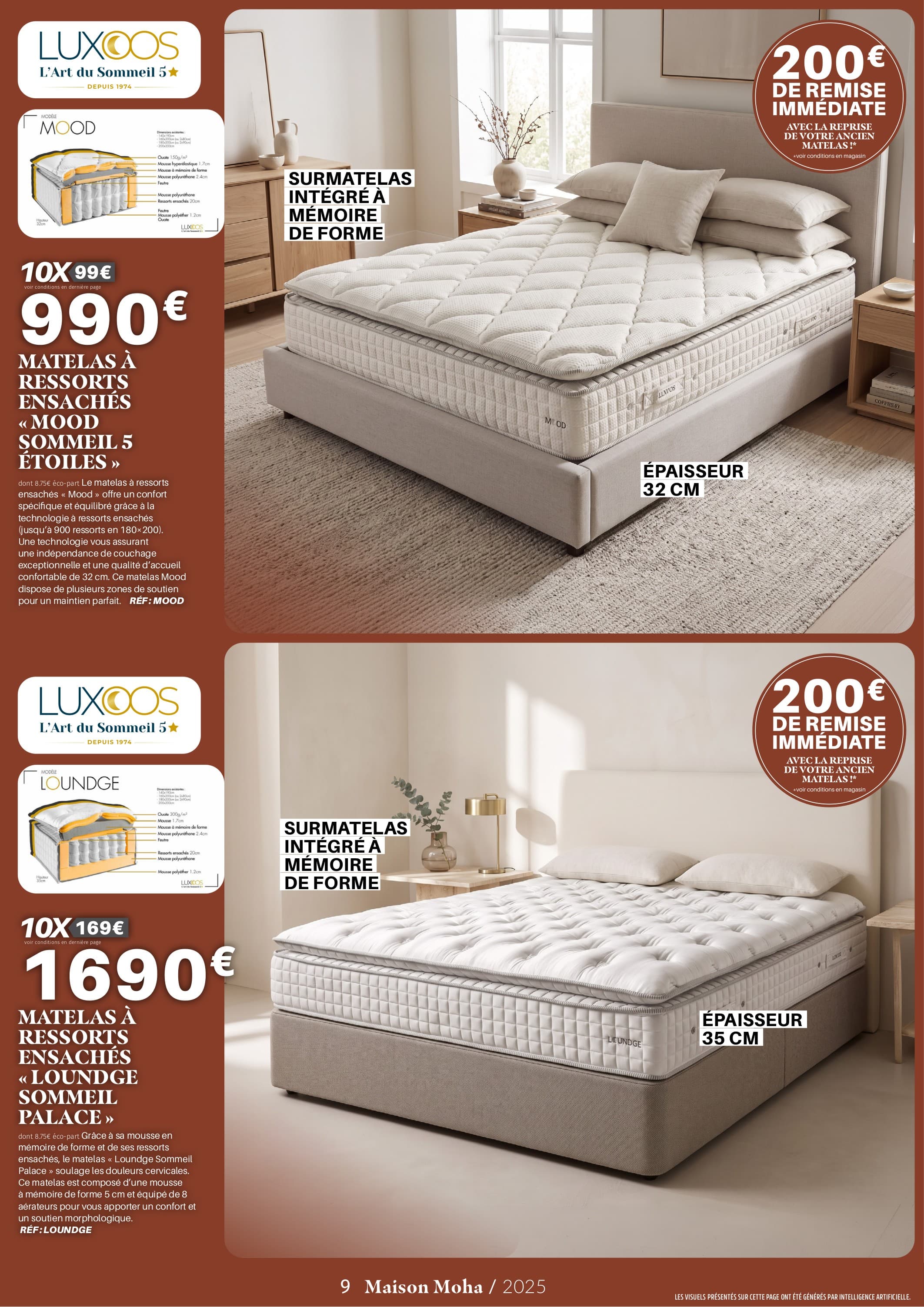 Matelas à ressorts ensachés « loundge sommeil palace »