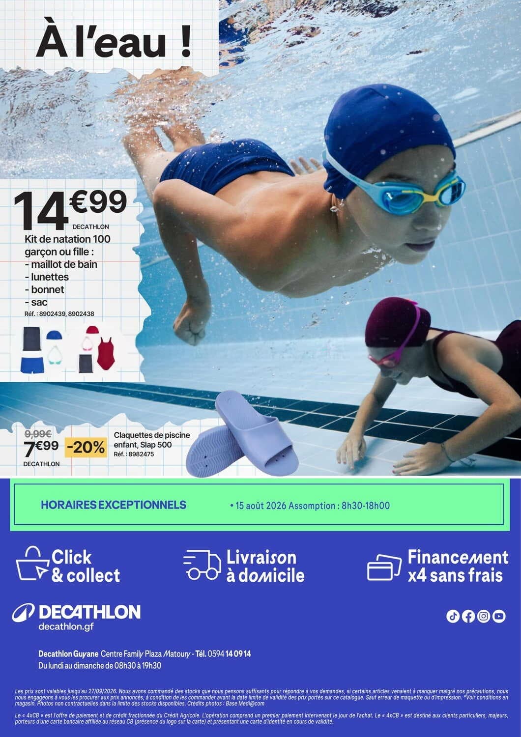 Claquettes de piscine enfant, slap 500